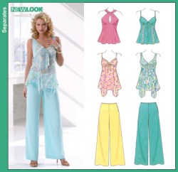 6606 NEW LOOK  STRAPPY SHAPE TOPS, LO RISE PANTS PATTERN 8-18 UNCUT